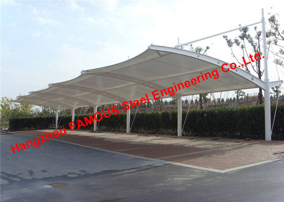 چین پوشش سقف پارچه ای تنش خورده پارکینگ اتومبیل ساختمانی سازه اتوماتیک غشایی کششی منحنی استاندارد تامین کننده