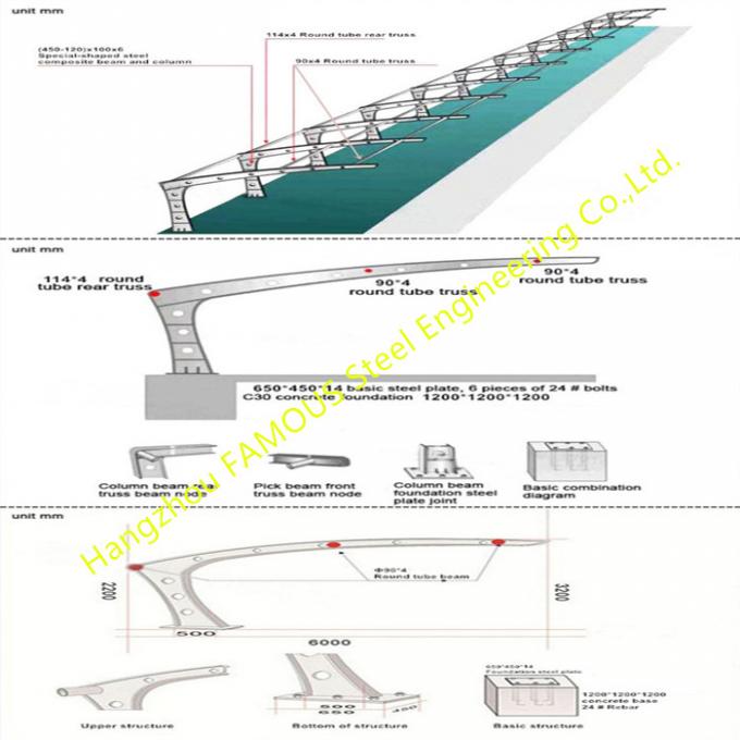 PVDF Sail Steel Membrane Structure Storage سقف اتومبیل پارکینگ پیش ساخته گاراژ Shed 0