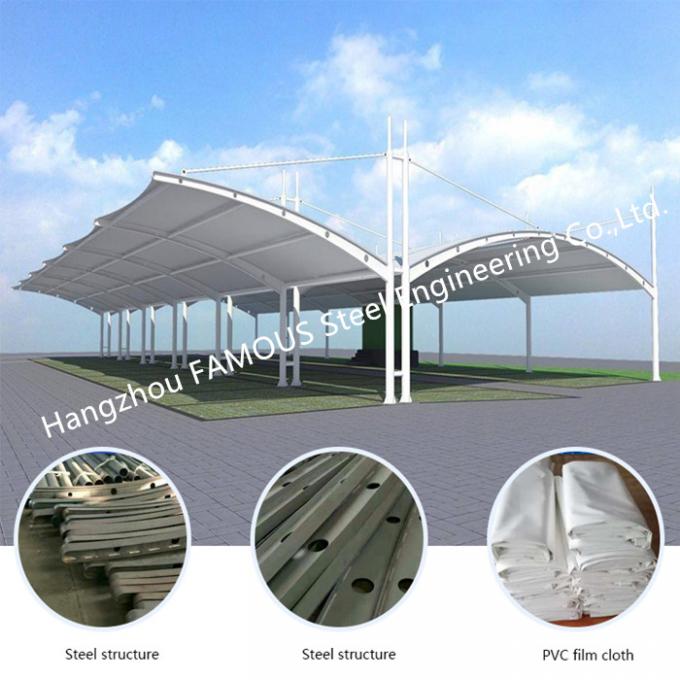 PVDF Sail Steel Membrane Structure Storage سقف اتومبیل پارکینگ پیش ساخته گاراژ Shed 1